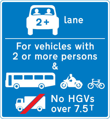 Vehicles permitted to use an HOV lane ahead
