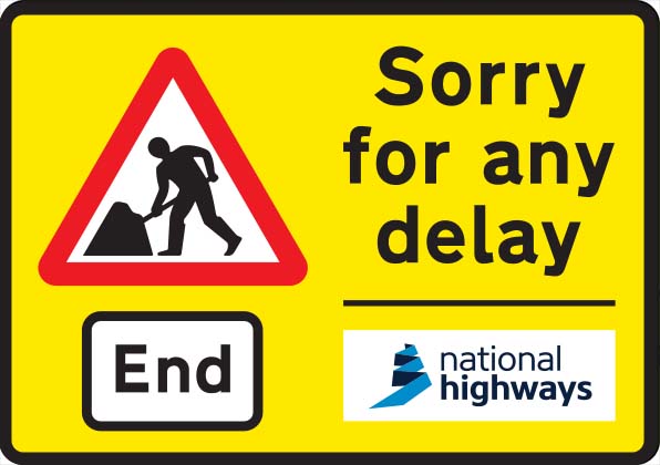 End of road works and any temporary restrictions including speed limits