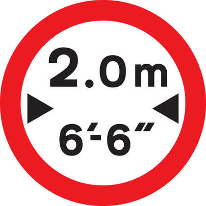 No vehicles over width shown