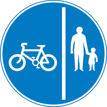 Segregated pedal cycle and pedestrian route