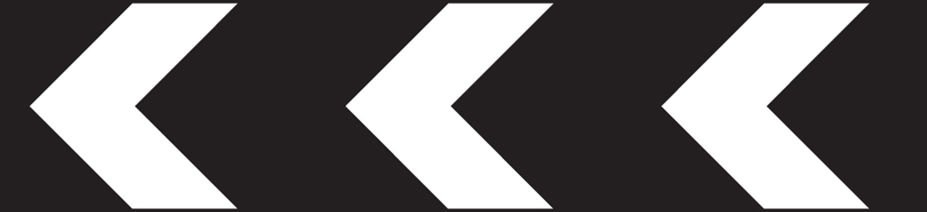 Sharp deviation of route to left (or right if chevrons reversed)